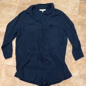 The Great blue shirt and shorts set